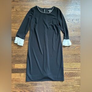 Karl Lagerfeld Paris 3/4 sleeve black dress white bell sleeves Size 4